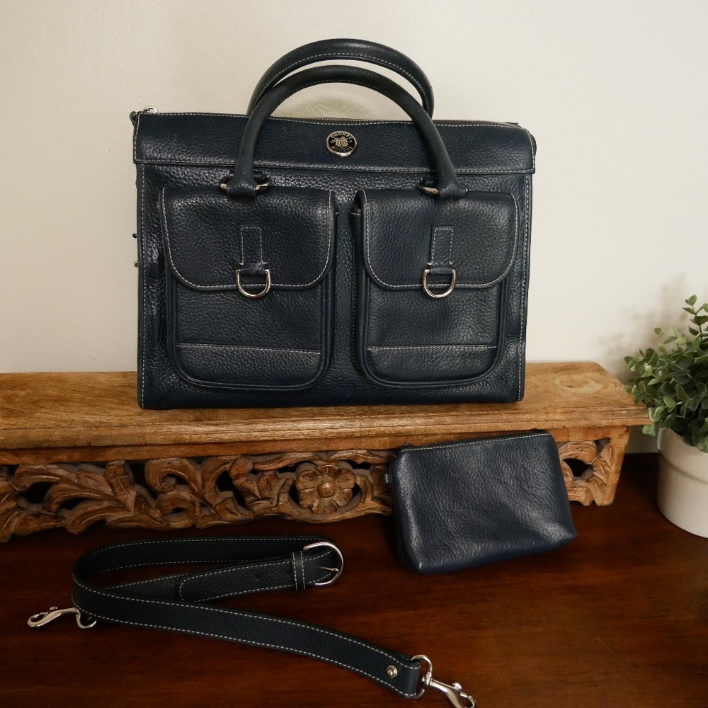 Dooney & Bourke Double pocket pebble leather tote Bag with coin purse